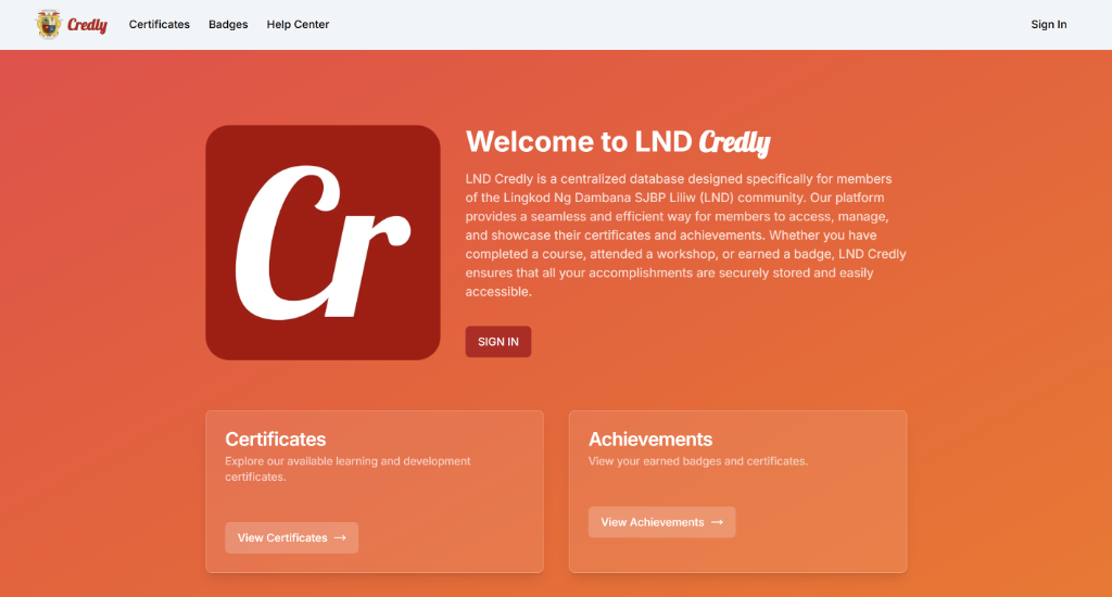 LND Credly Home Page