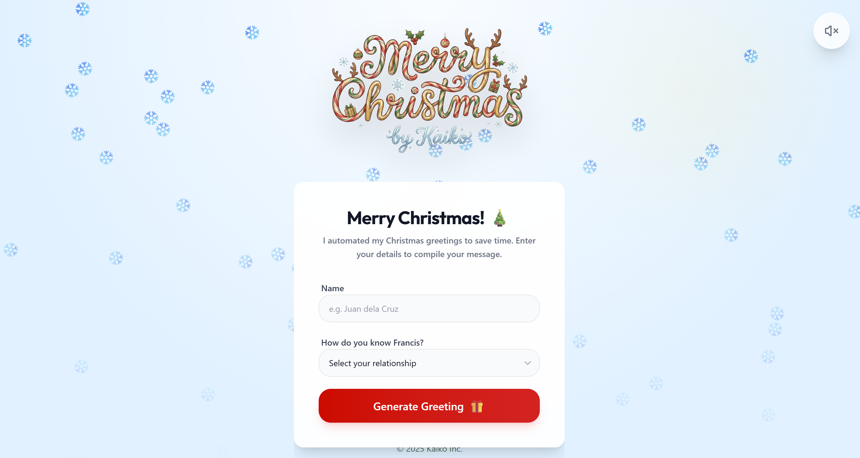 Kaiko's Christmas App Generator